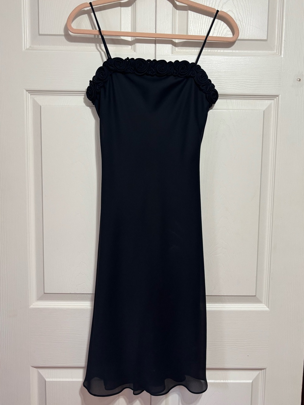 Vintage 90’s Y2K Jump Black Midi Dress with Rosette Trim